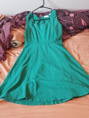 New York & Company Teal Green Fit-and-Flare Dress